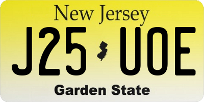 NJ license plate J25UOE
