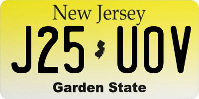 NJ license plate J25UOV