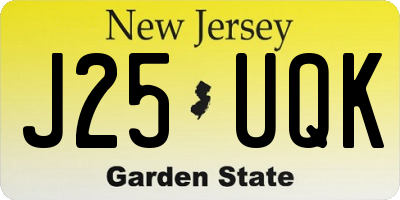 NJ license plate J25UQK