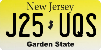 NJ license plate J25UQS