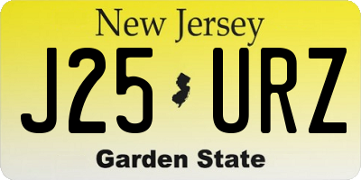 NJ license plate J25URZ