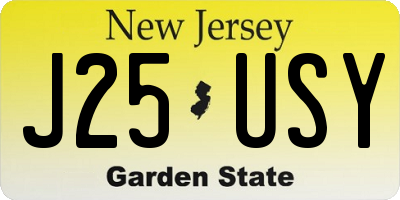 NJ license plate J25USY