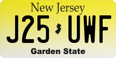 NJ license plate J25UWF