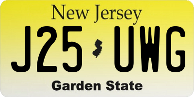 NJ license plate J25UWG