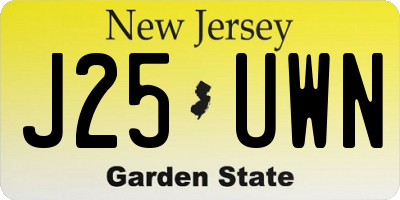 NJ license plate J25UWN