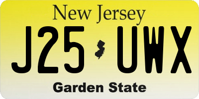 NJ license plate J25UWX