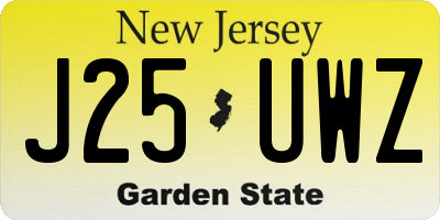 NJ license plate J25UWZ
