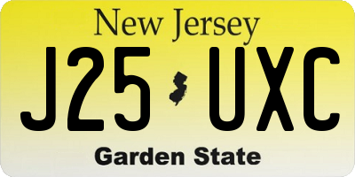 NJ license plate J25UXC
