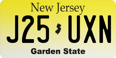 NJ license plate J25UXN