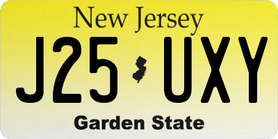 NJ license plate J25UXY