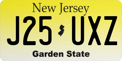 NJ license plate J25UXZ