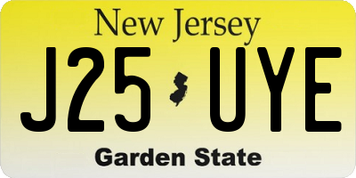 NJ license plate J25UYE