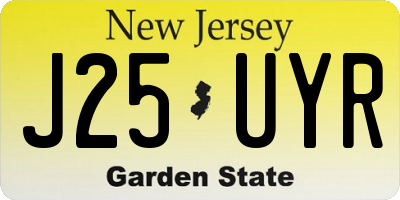 NJ license plate J25UYR