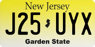 NJ license plate J25UYX
