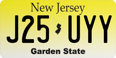 NJ license plate J25UYY