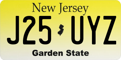 NJ license plate J25UYZ