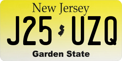NJ license plate J25UZQ