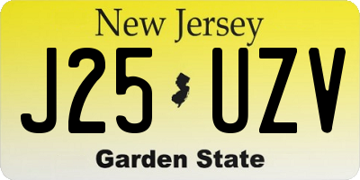 NJ license plate J25UZV