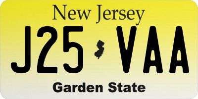 NJ license plate J25VAA