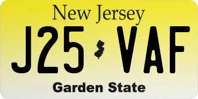 NJ license plate J25VAF