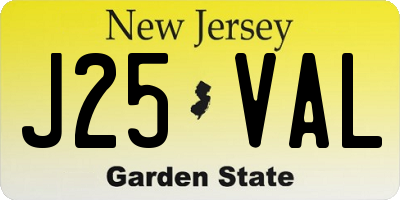 NJ license plate J25VAL