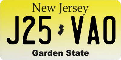 NJ license plate J25VAO