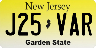 NJ license plate J25VAR