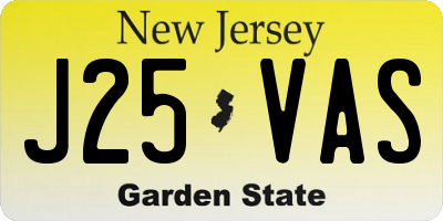 NJ license plate J25VAS