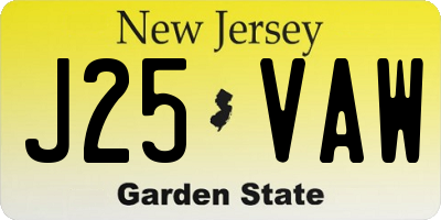 NJ license plate J25VAW