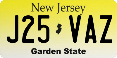NJ license plate J25VAZ