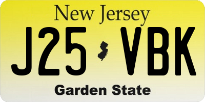 NJ license plate J25VBK