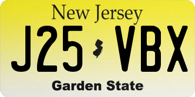 NJ license plate J25VBX