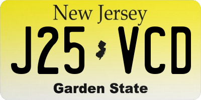 NJ license plate J25VCD