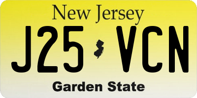 NJ license plate J25VCN
