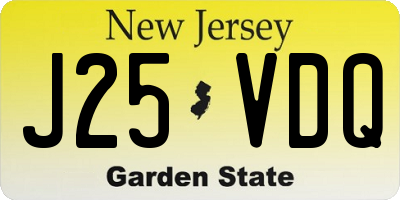 NJ license plate J25VDQ
