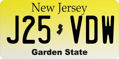 NJ license plate J25VDW