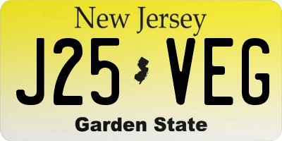 NJ license plate J25VEG