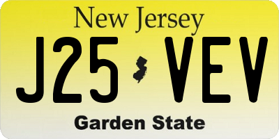 NJ license plate J25VEV