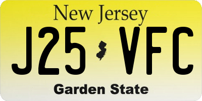 NJ license plate J25VFC