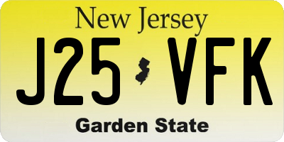 NJ license plate J25VFK