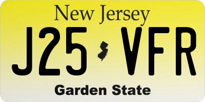 NJ license plate J25VFR