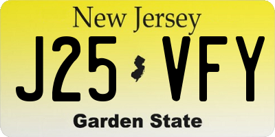 NJ license plate J25VFY