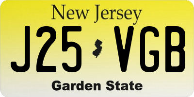 NJ license plate J25VGB