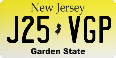 NJ license plate J25VGP