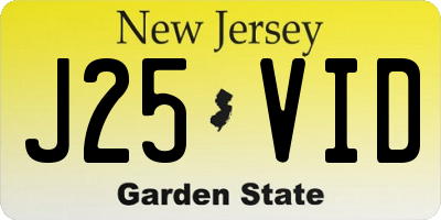 NJ license plate J25VID