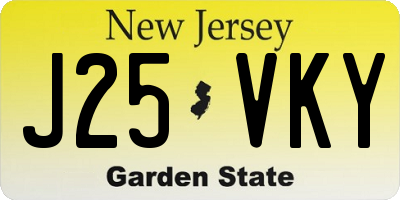 NJ license plate J25VKY