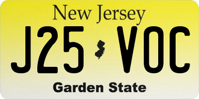 NJ license plate J25VOC