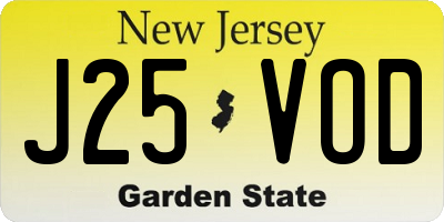 NJ license plate J25VOD
