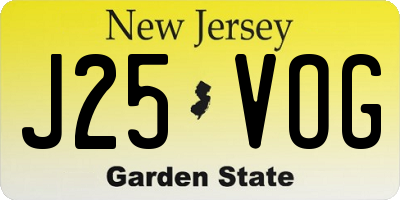 NJ license plate J25VOG