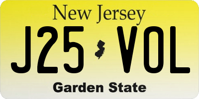 NJ license plate J25VOL